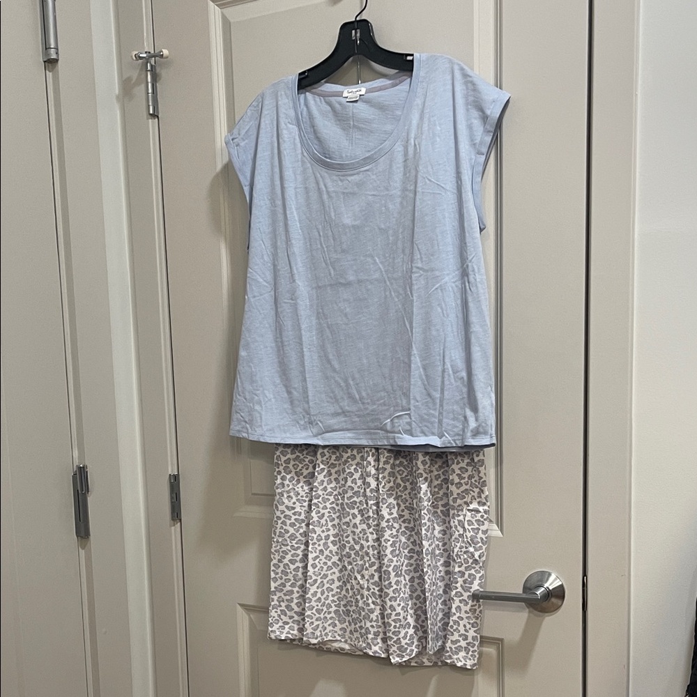 Splendid Light Blue and Leopard Print Pajama Set - Picture 2 of 6